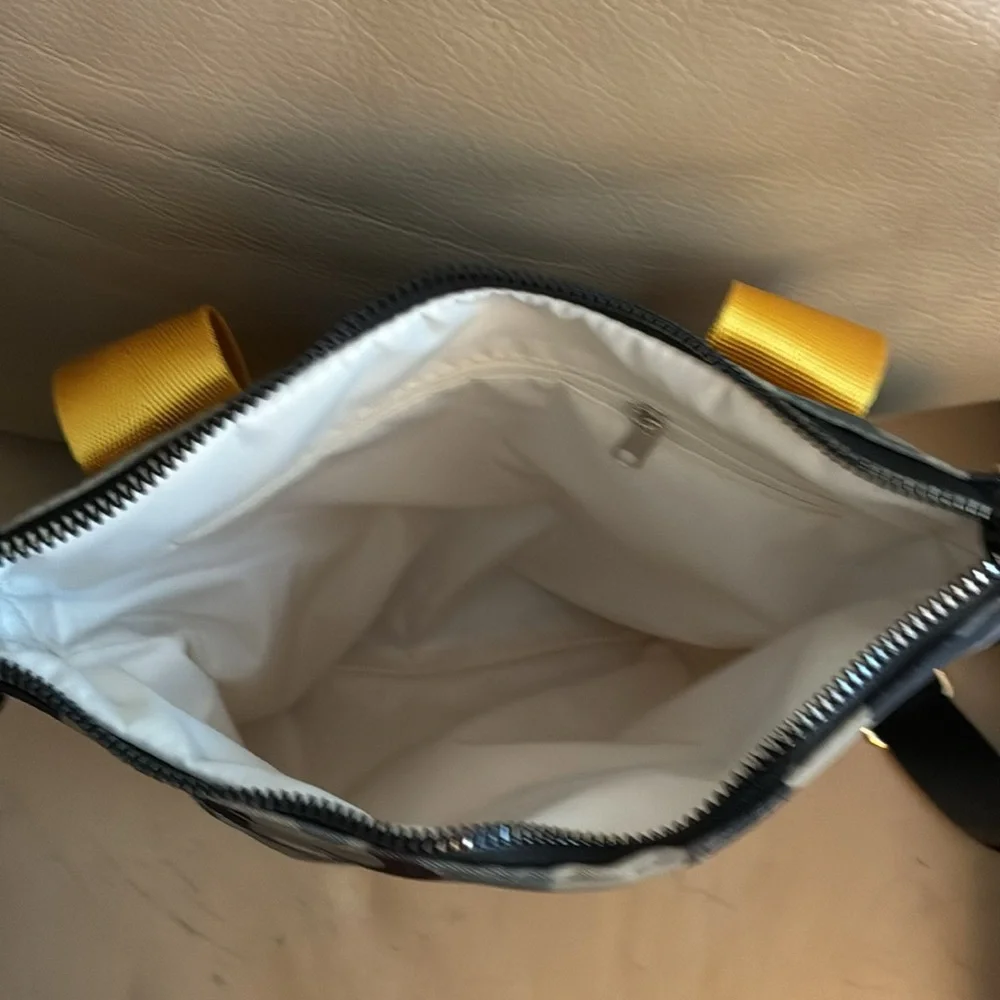 NWOT Camouflage Crossbody Bag with Yellow Handle